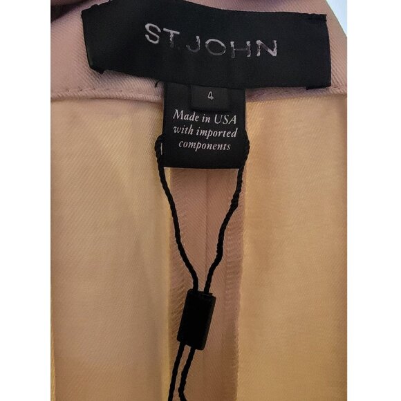 St. John Cotton Blend Flat Front Straight Leg Pants, Beige, Womens Size 4 - Picture 4 of 5